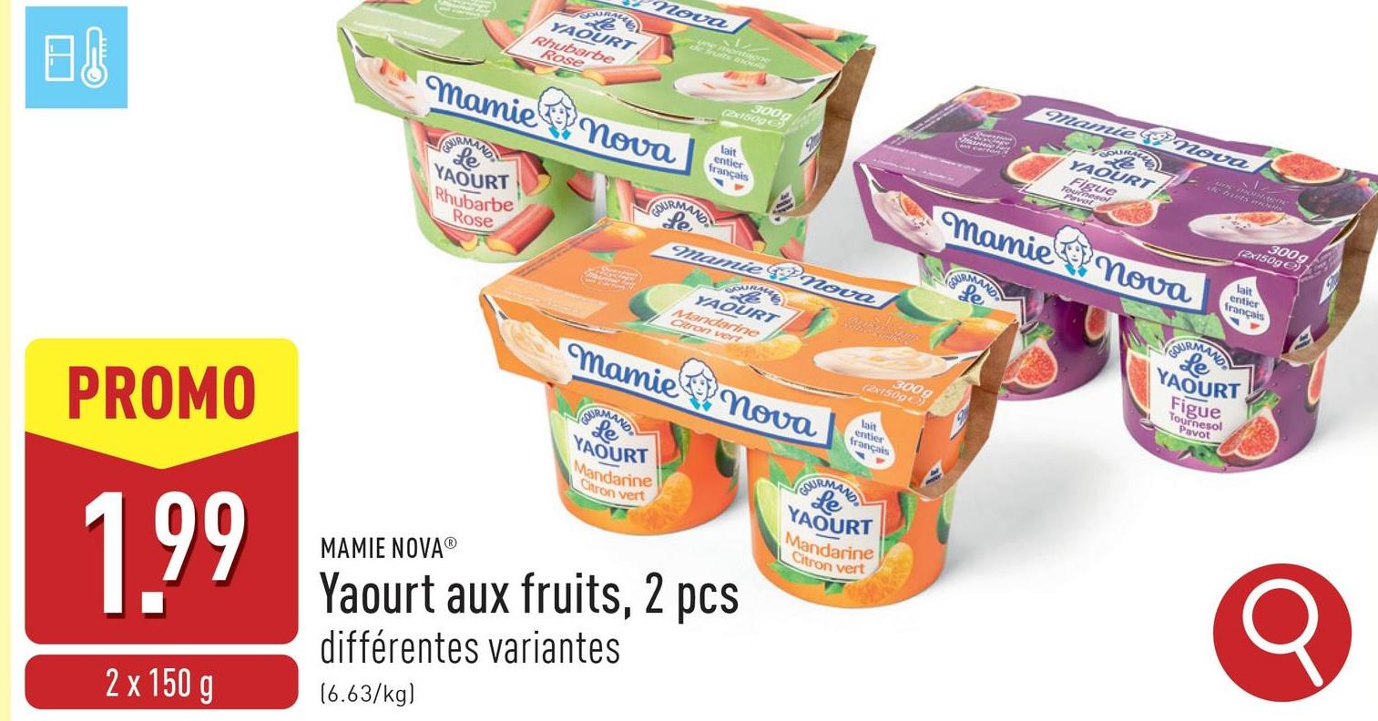 Yaourt aux fruits, 2 pcs yaourt brassé au lait entier, choix entre différentes variantes