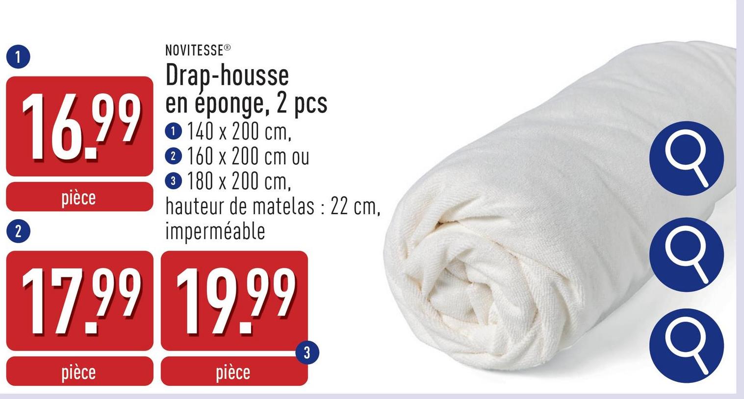 Drap-housse en éponge, 2 pers. surface de couchage : coton/polyester, bord : polyester, imperméable, 140 x 200 cm, hauteur de matelas : 22 cm, certifié OEKO-TEX®