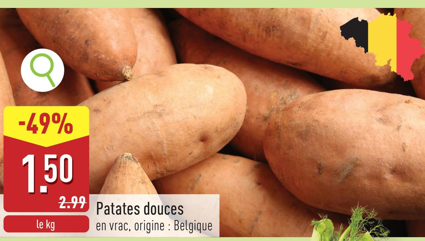 Patates douces en vrac, origine : Belgique