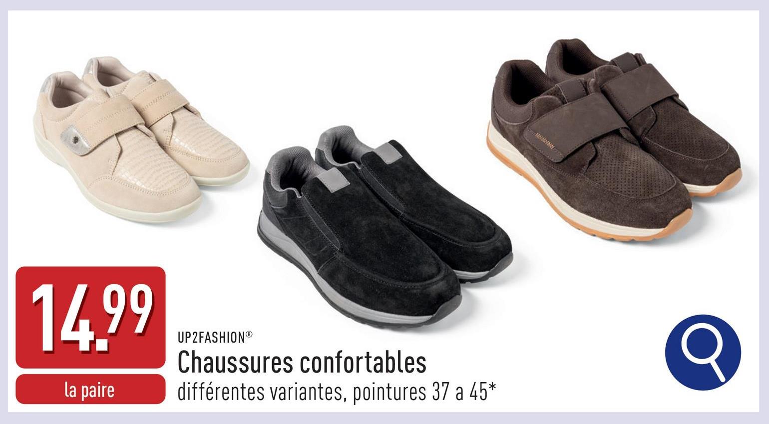 Chaussures confortables extérieur : cuir de bœuf, textile et plastique, semelle intérieure en mousse à mémoire de forme, pointures 37 à 45*