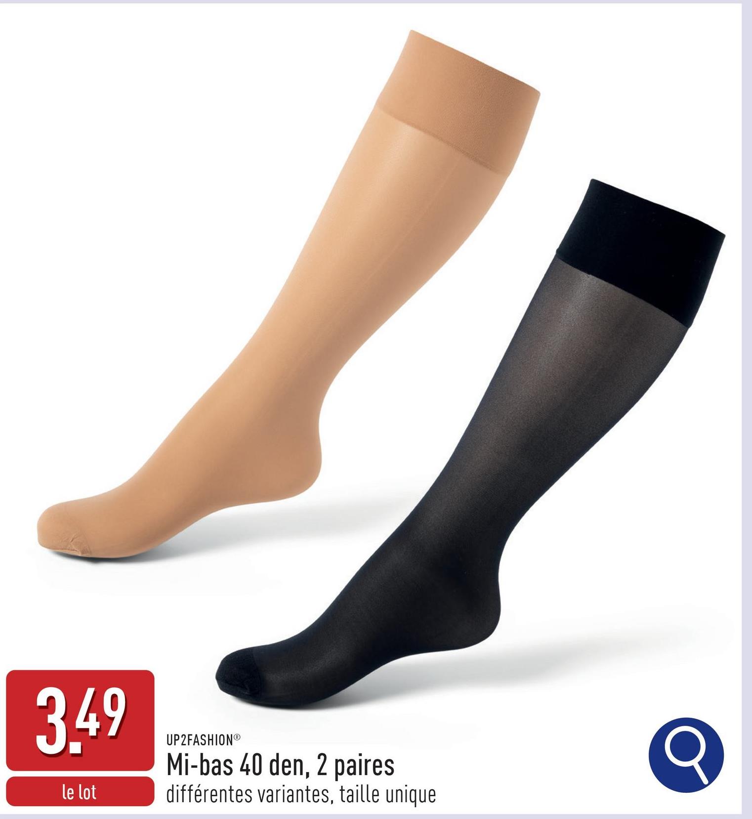 Mi-bas 40 den, 2 paires polyamide/élasthanne (Lycra®), choix entre différentes variantes, certifiés OEKO-TEX®