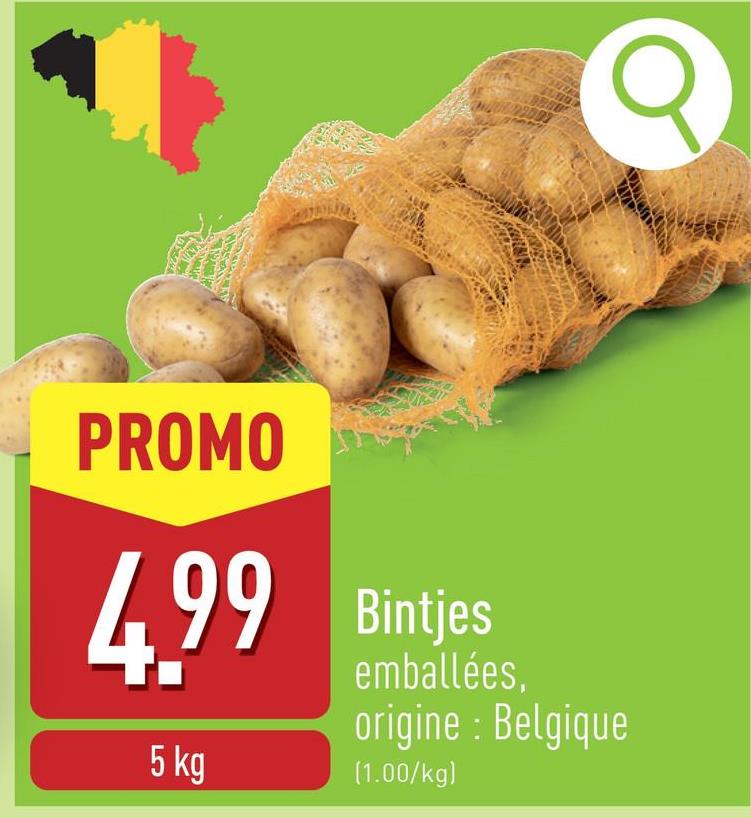 Bintjes emballées, origine : Belgique