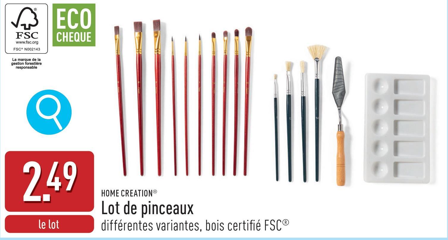 Lot de pinceaux choix entre différentes variantes, bois certifié FSC®