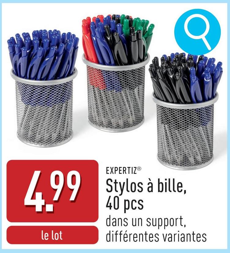 Stylos à bille, 40 pcs dans un support, choix entre différentes variantes