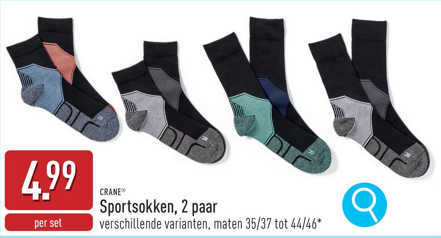 Sportsokken, 2 paar polyester (Coolmax®)/polyamide/katoen/elastaan (Lycra®), keuze uit verschillende varianten, maten 35/37 tot 44/46*