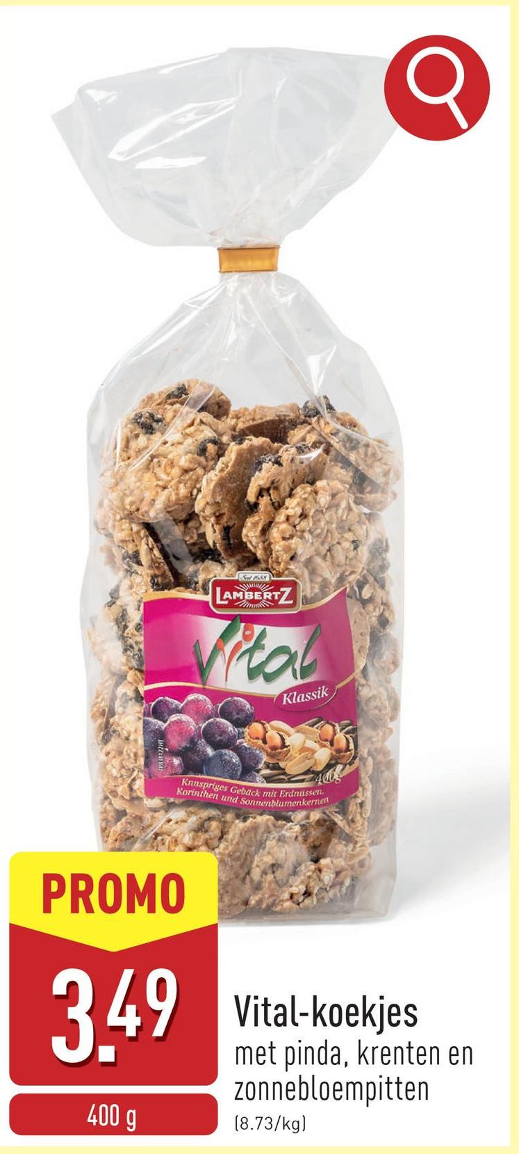 Vital-koekjes met pinda, krenten en zonnebloempitten