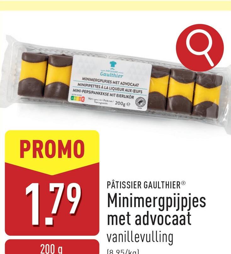 Minimergpijpjes met advocaat met vanillevulling en gele marsepein