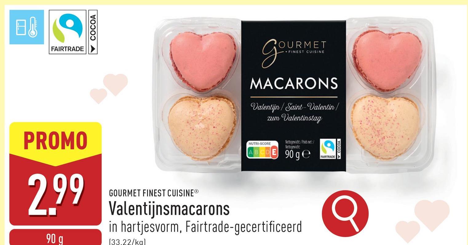 Valentijnsmacarons in hartjesvorm, Fairtrade-gecertificeerd