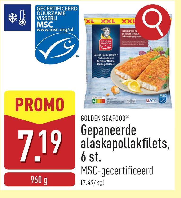 Gepaneerde alaskapollakfilets, 6 st. MSC-gecertificeerd