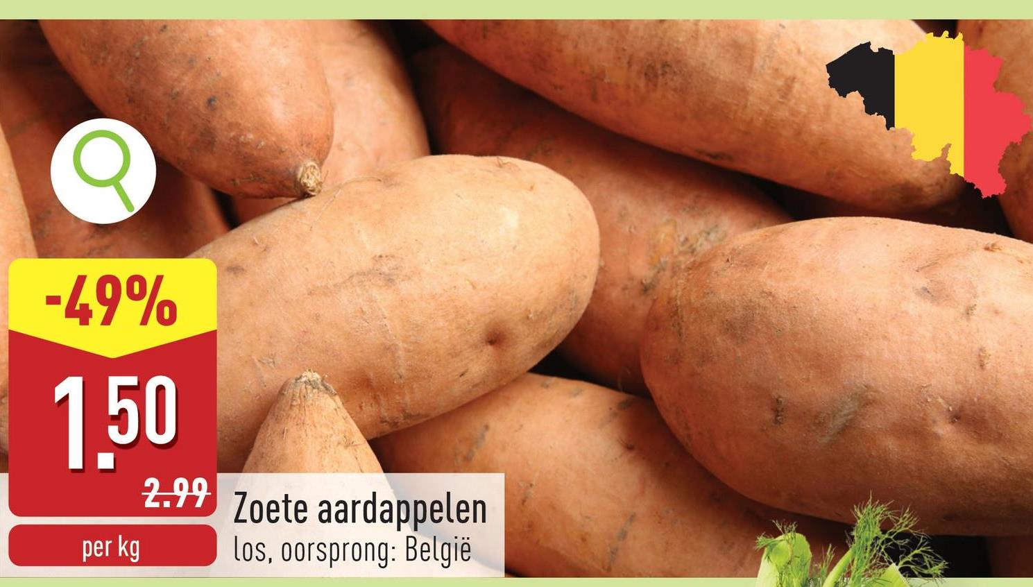 Zoete aardappelen los, oorsprong: België