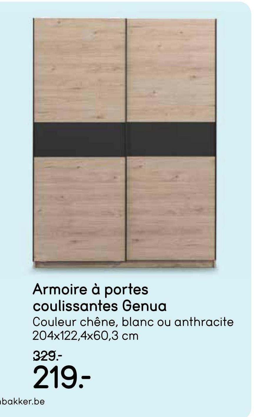 Armoire à portes coulissantes Genua - couleur chêne/anthracite - 204x122x60 cm