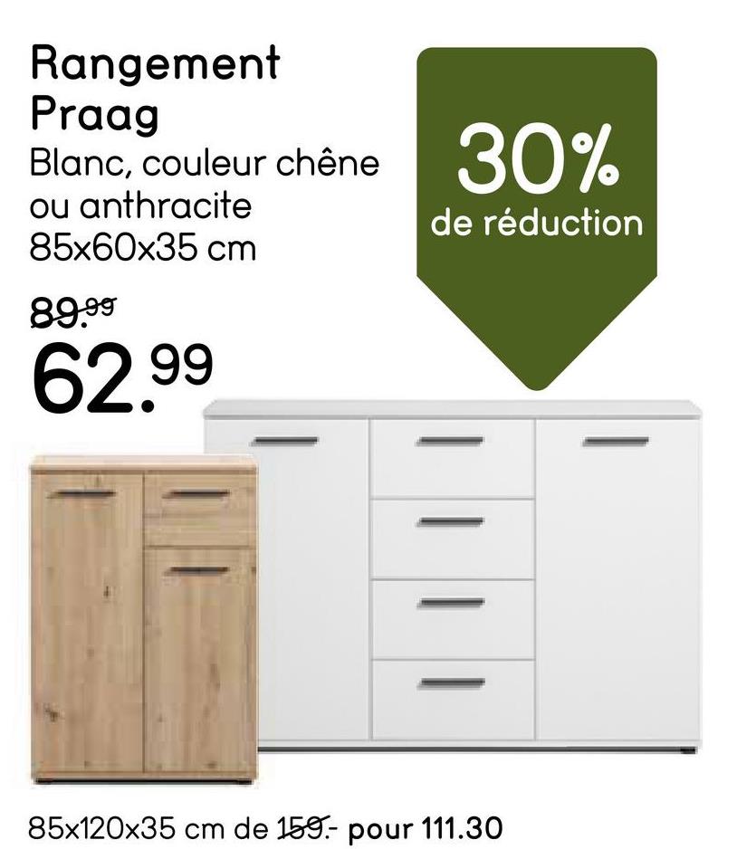 Armoire Praag - couleur chêne - 85x60x35 cm L'armoire Praag est une jolie armoire en couleur chêne vous permettant de ranger un tas de choses.