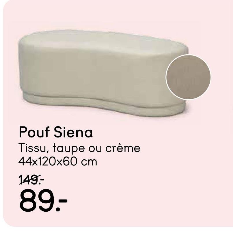 Pouf Siena - crème - 42x120x60 cm