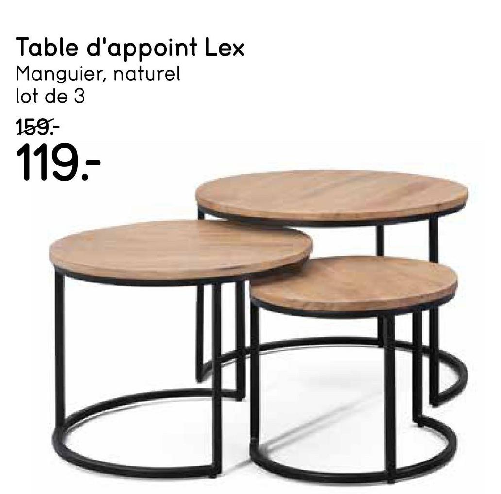 Tables d'appoint Lex - bois de manguier - lot de 3