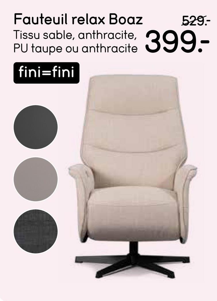 Fauteuil relax Boaz - polyester - couleur sable