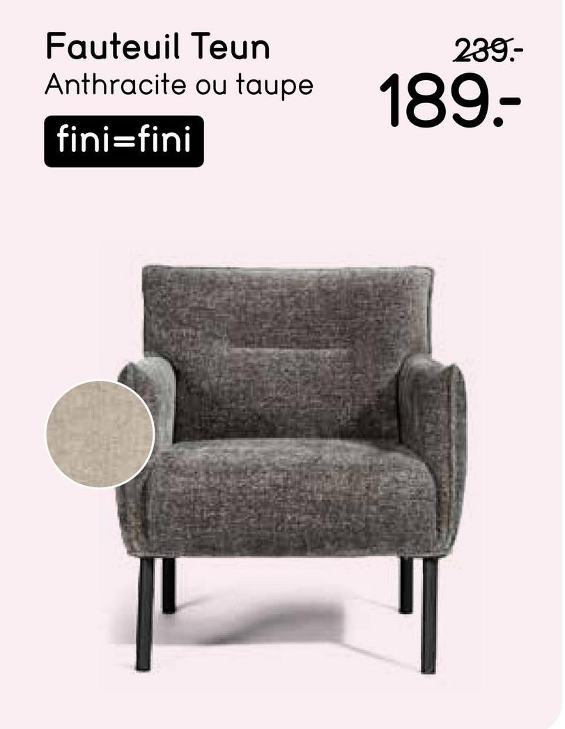 Fauteuil Teun - tissu - couleur anthracite