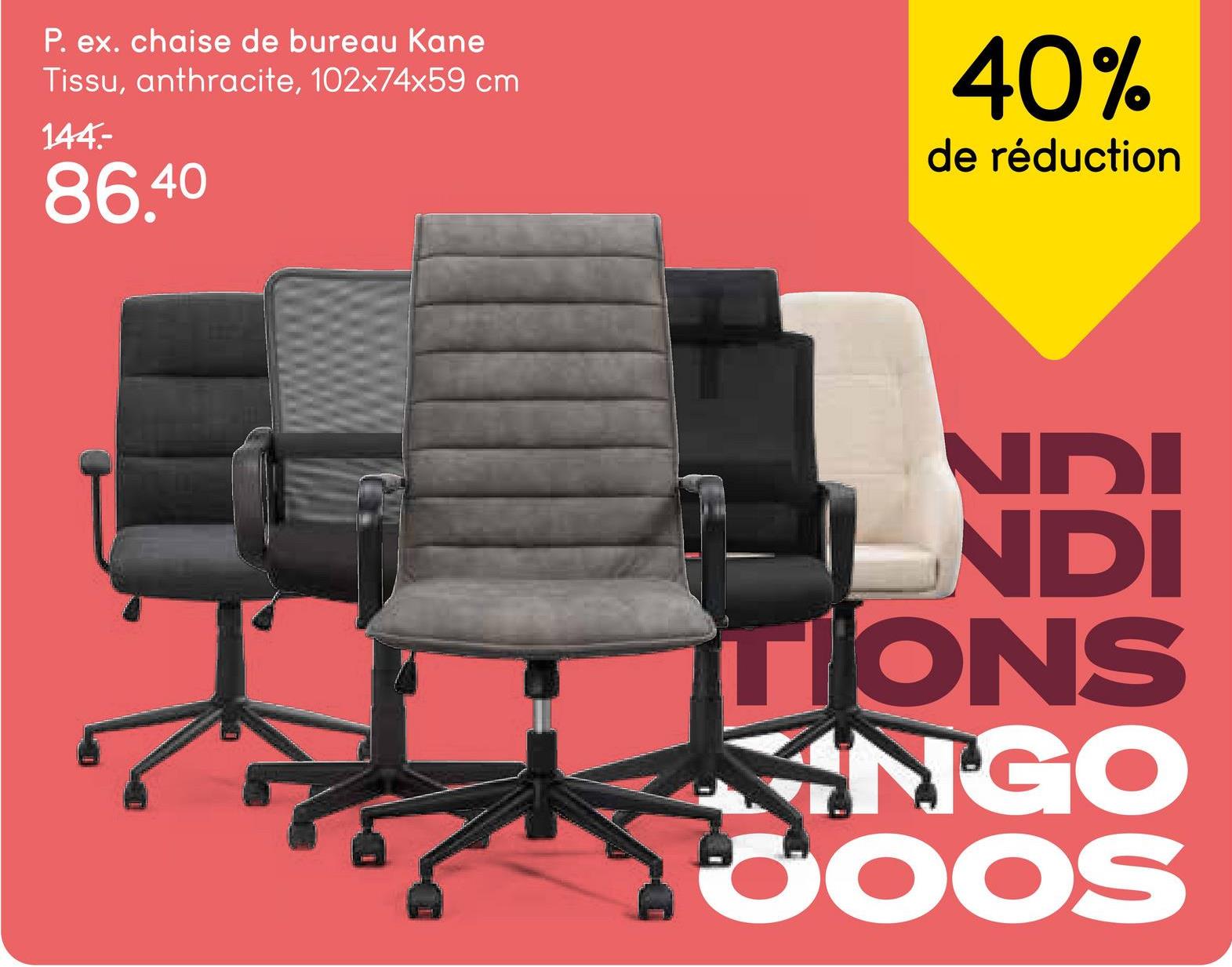 Chaise de bureau Kane - couleur anthracite