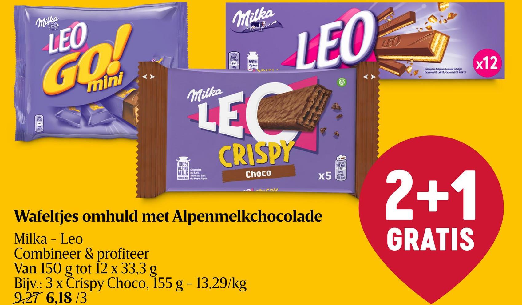 Koekjes | Chocolade | Wafeltjes | 6 Repen Wafel omhuld met alpenmelkchocolade en gevuld met crèmevulling