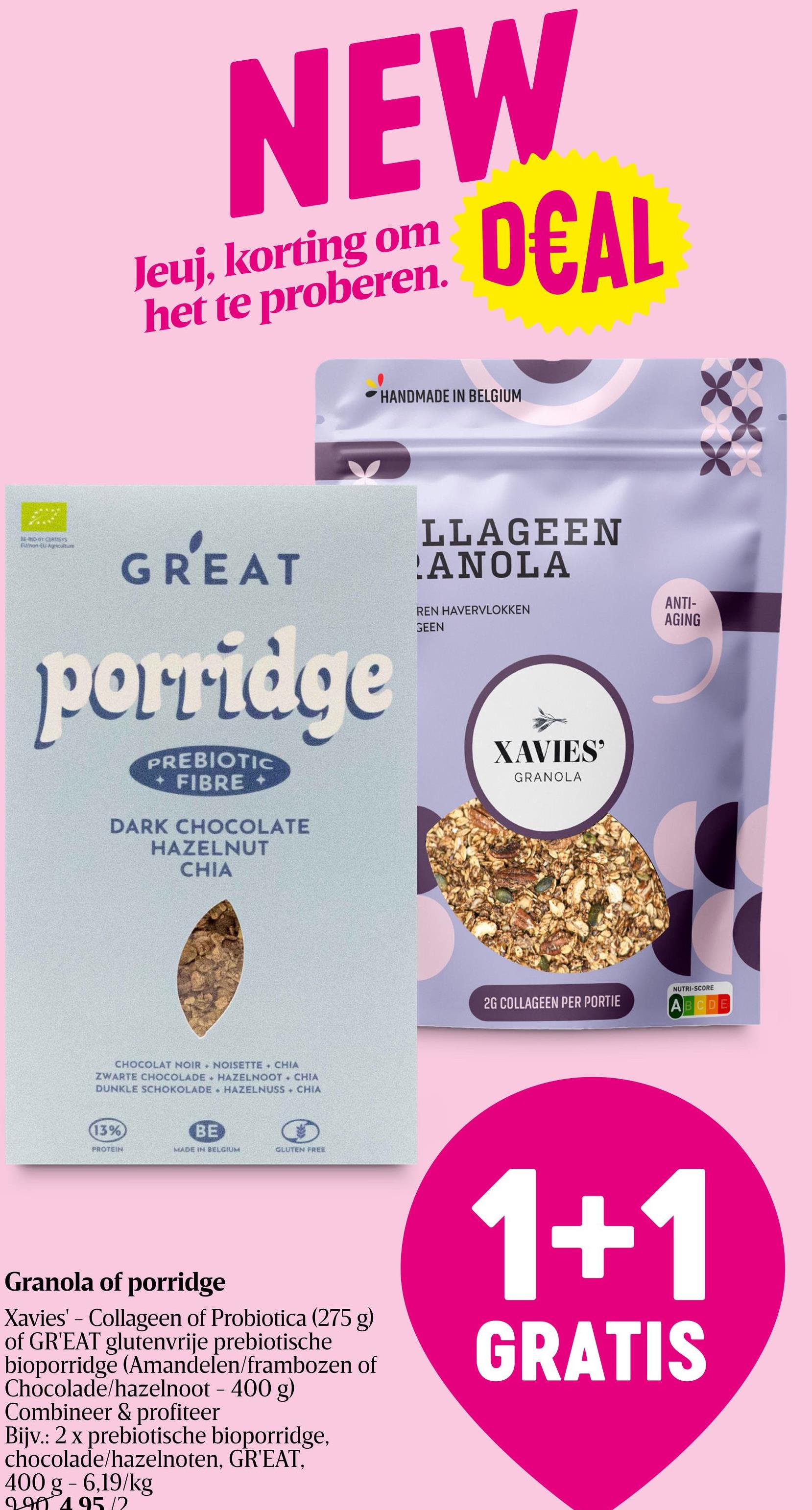 Granola | Probiotica Een functionele granola met probiotica, hazelnoten, amandelnoten en chiazaad. Bevorderd de werking van de darmen, door de toegevoegde probiotische bacteriën. Geen FODMAPS aanwezig, geschikt voor mensen met het prikkelbare darmsyndroom.