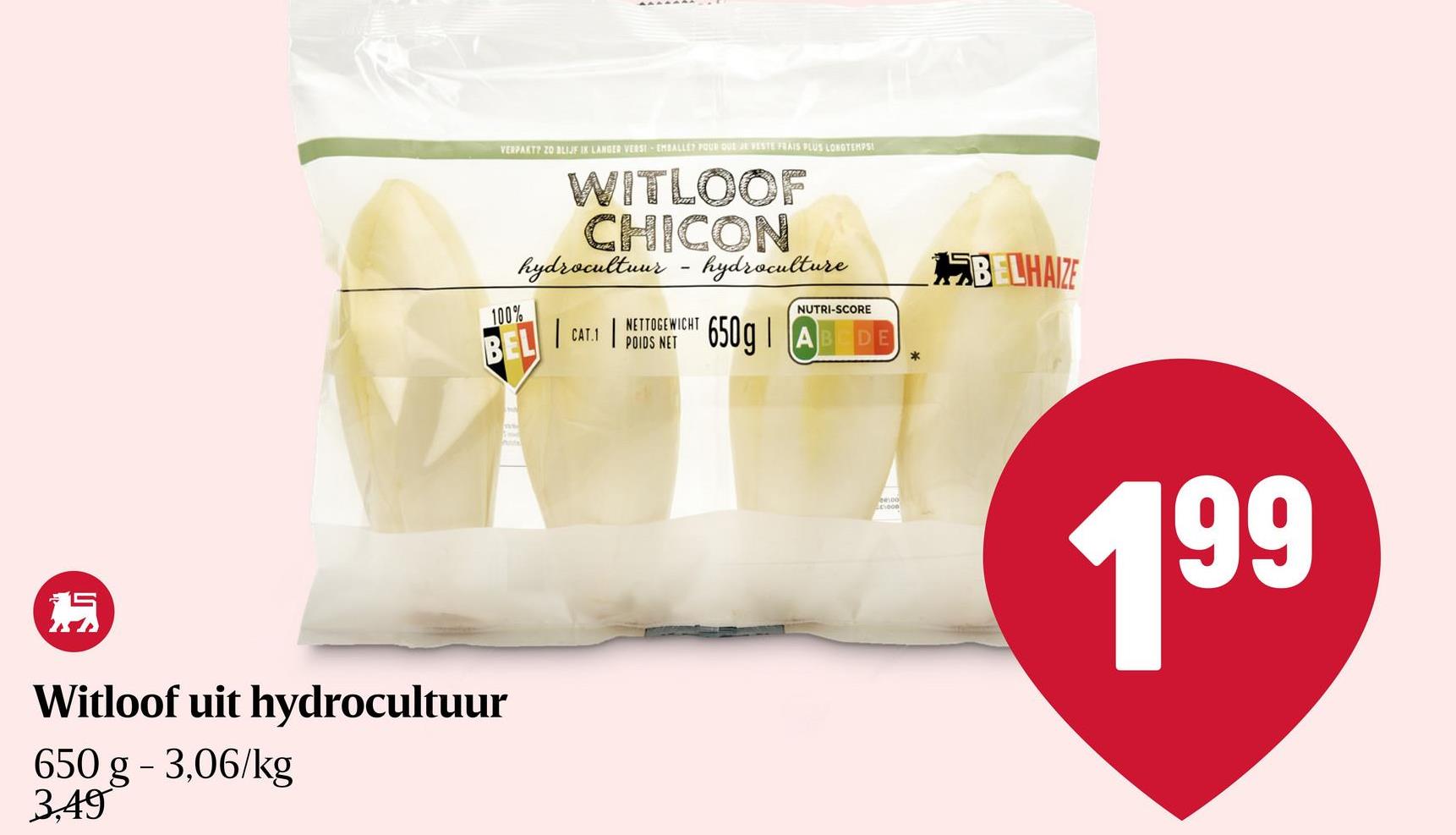 Witloof | Hydrocultuur Deze Belgische witloof is gekweekt via hydrocultuur. Hierdoor heeft de witloof een zachtere, neutralere smaak dan vollegrond witloof.