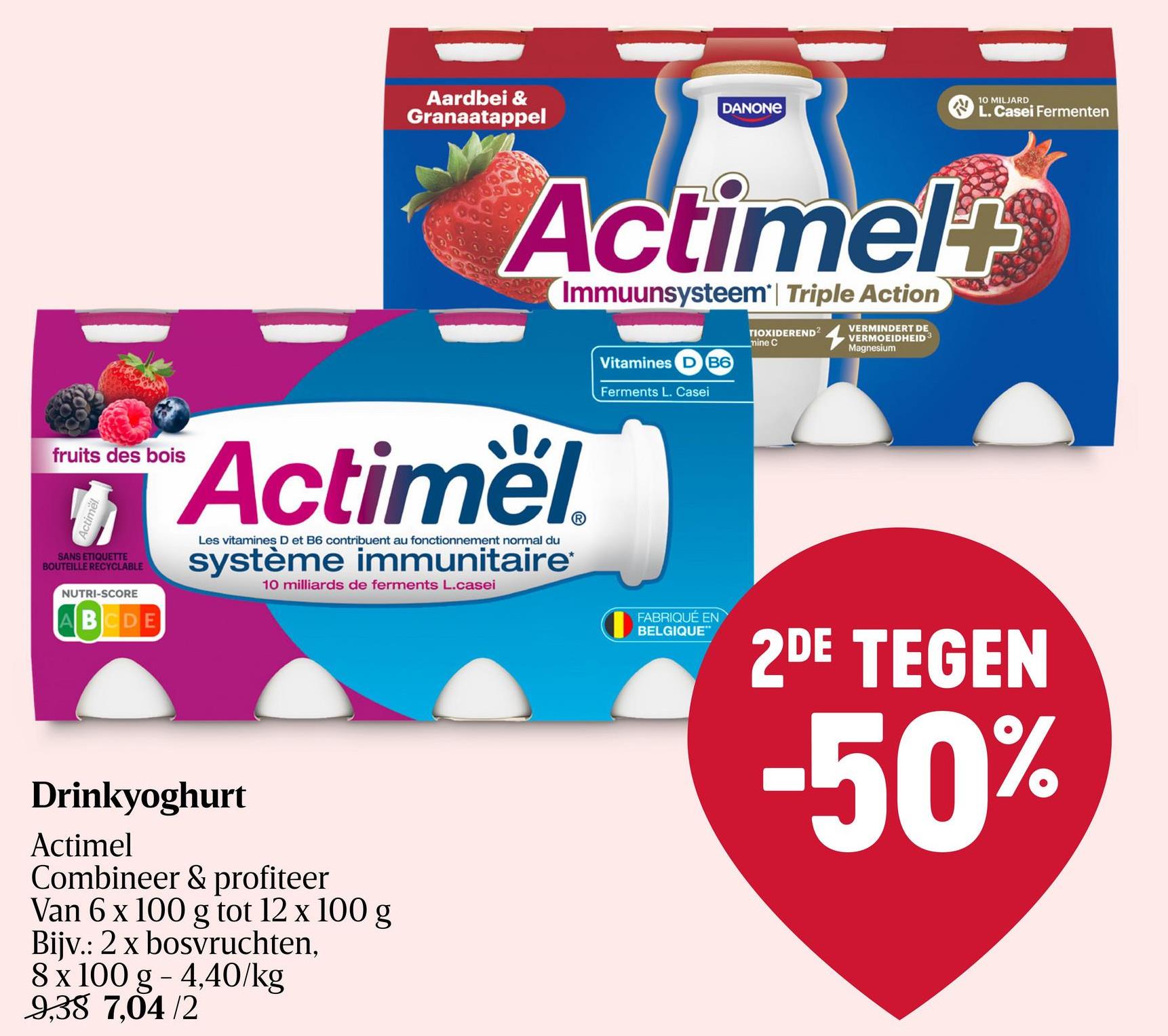 Drinkyoghurt | Original | Immuniteit Ontdek het heerlijke recept van Actimel Original, de drinkyoghurt die meer dan 10 miljard L. casei fermenten bevat alsook vitamines B6 & D. Bovendien bevat je flesje Actimel nu 1/3 van je dagelijkse hoeveelheid aan vitamine D*!