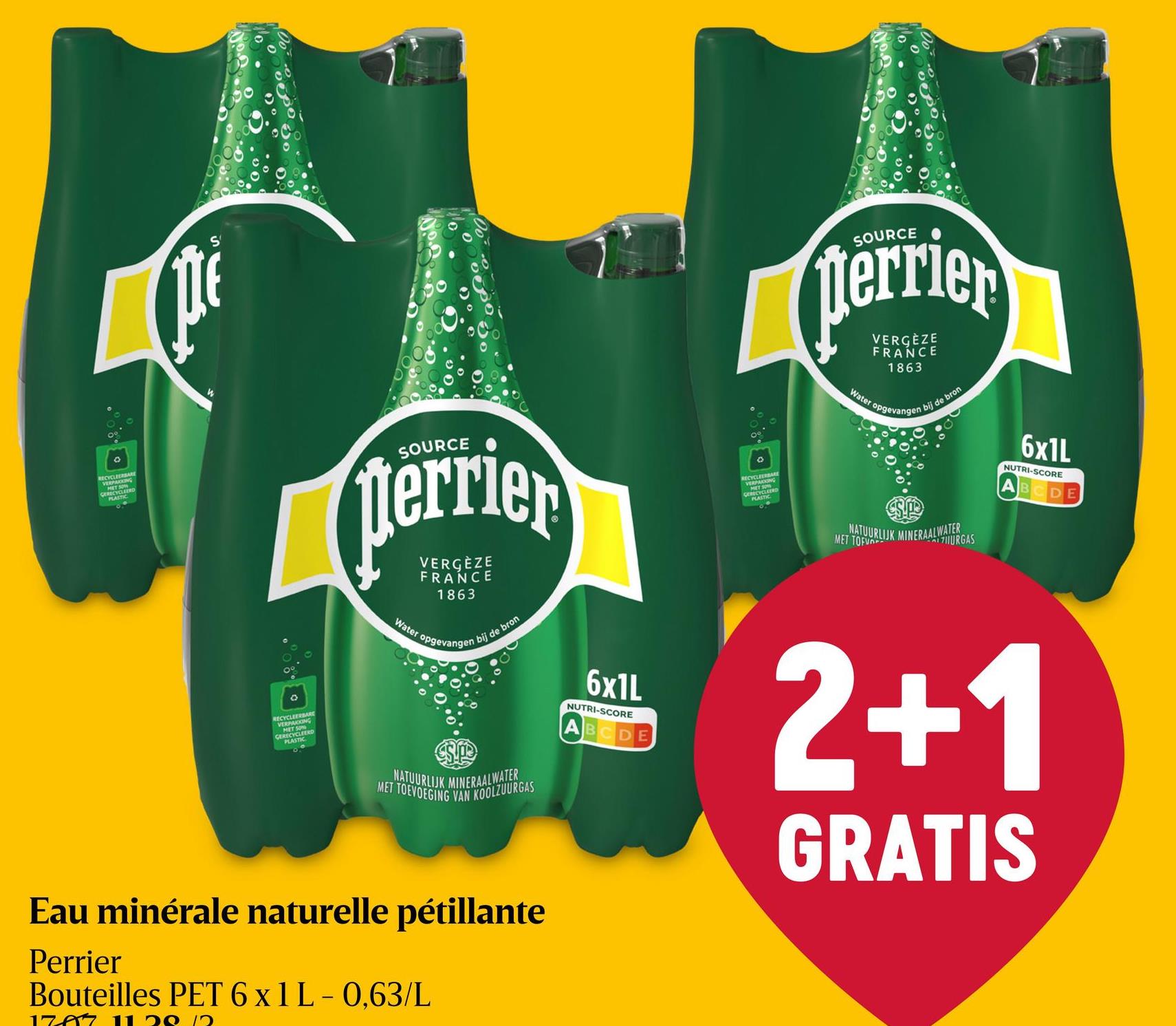 Eau minérale | Pétillante | PET Perrier est une eau minérale naturelle gazeuse, fortement pétillante. Exubérante, Perrier s'impose par son goût reconnaissable entre tous et ses milliers de bulles pétillant intensément en bouche. Elle a un pouvoir de rafraîchissement intense.