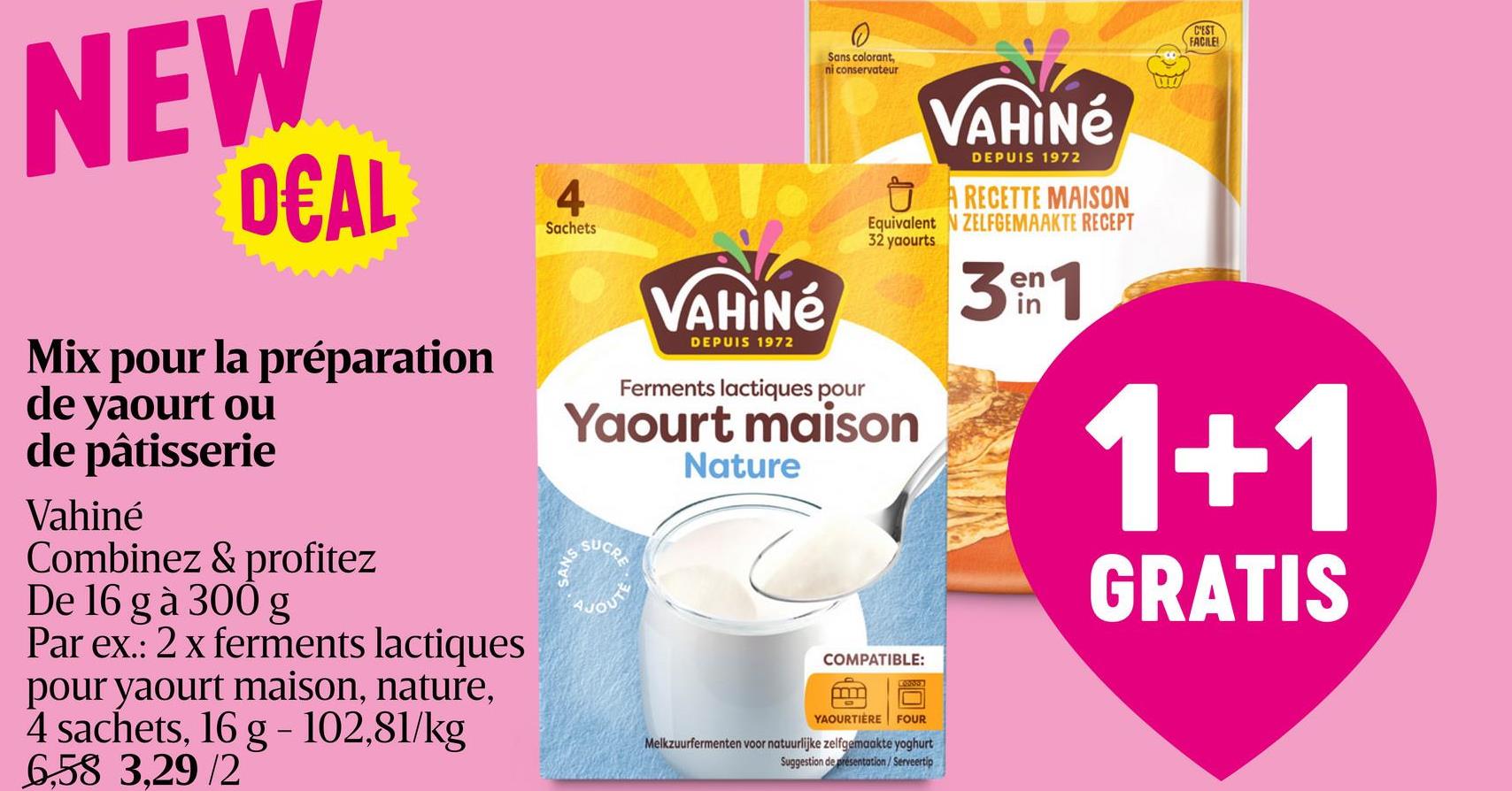 Mix | Préparation pour Yaourt | Vanille Découvrez les nouveaux ferments lactiques Vahiné pour réaliser de délicieux yaourts maison, à la texture parfaite.