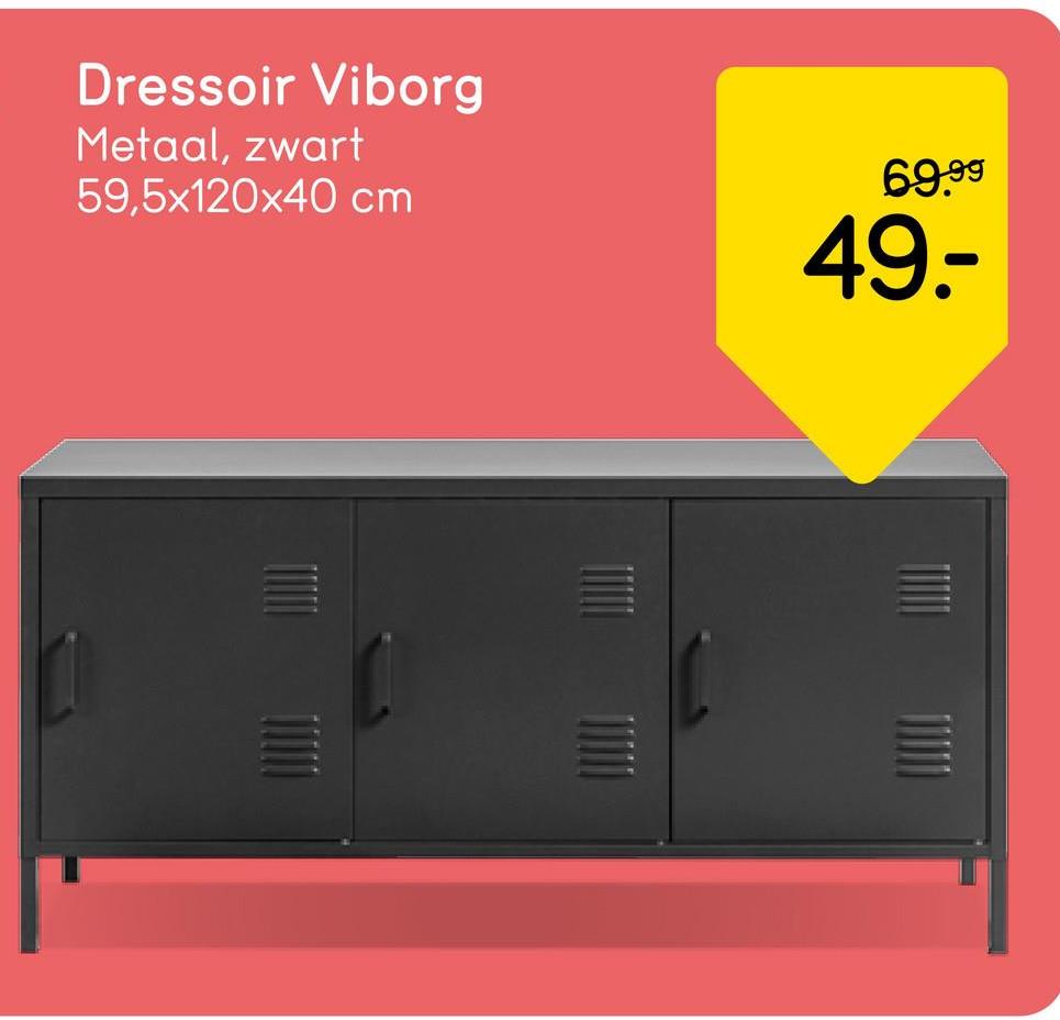 Dressoir Viborg - zwart - 59,5x120x40 cm Dressoir Viborg is een stoere kast met lockers en is daardoor een echte eyecatcher in het interieur.