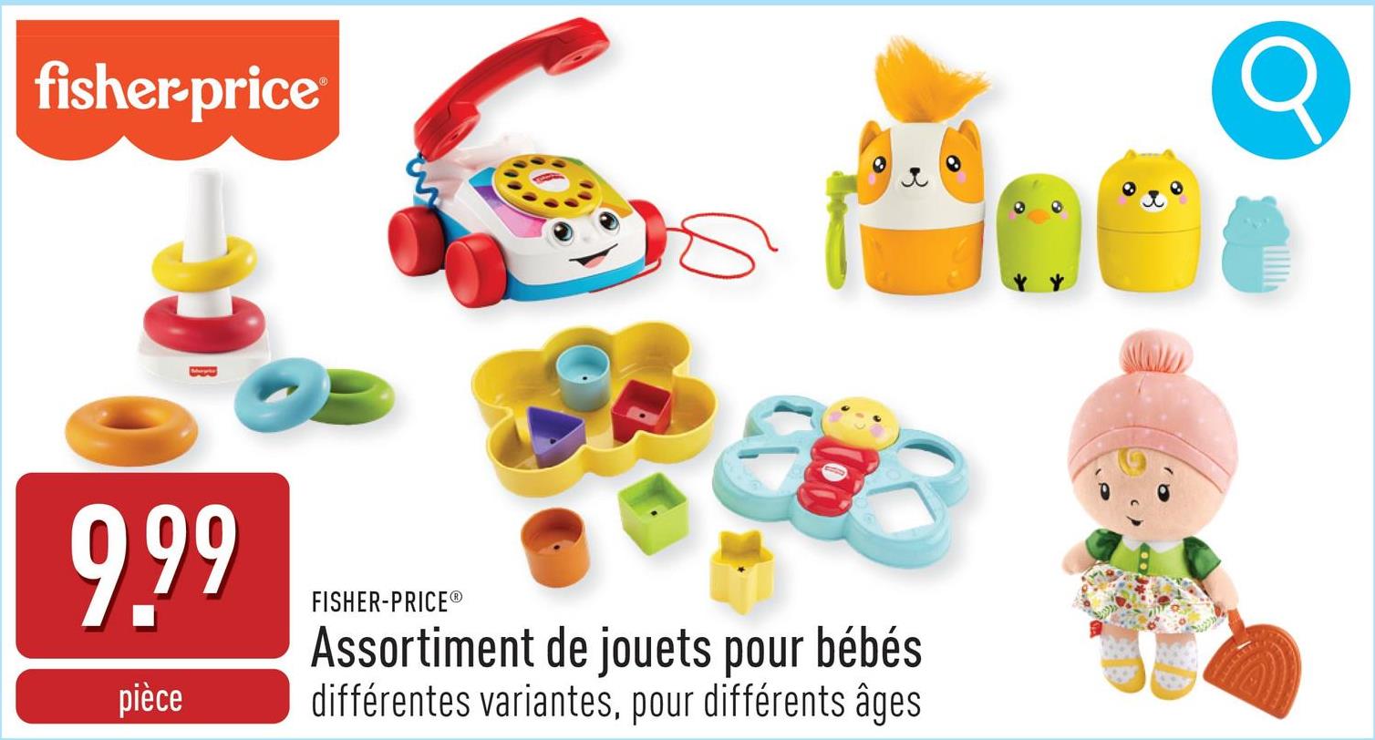 Assortiment de jouets pour bébés choix entre différentes variantes, conviennent à différents âges