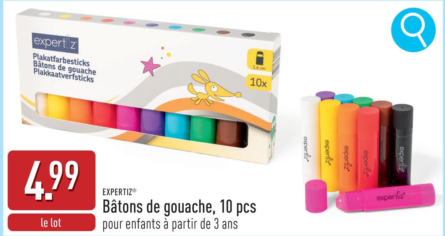 Bâtons de gouache, 10 pcs 10 couleurs vives, feutres à peinture qui sèche rapidement et ne tache pas, tournez le bâton et commencez à peindre, pas d'éclaboussures de peinture ou d’eau, conviennent aux enfants à partir de 3 ans