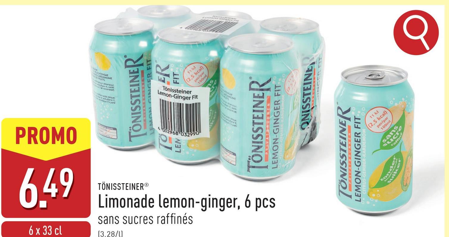 Limonade lemon-ginger, 6 pcs au citron, au gingembre et avec une touche de cardamome, sans sucres raffinés