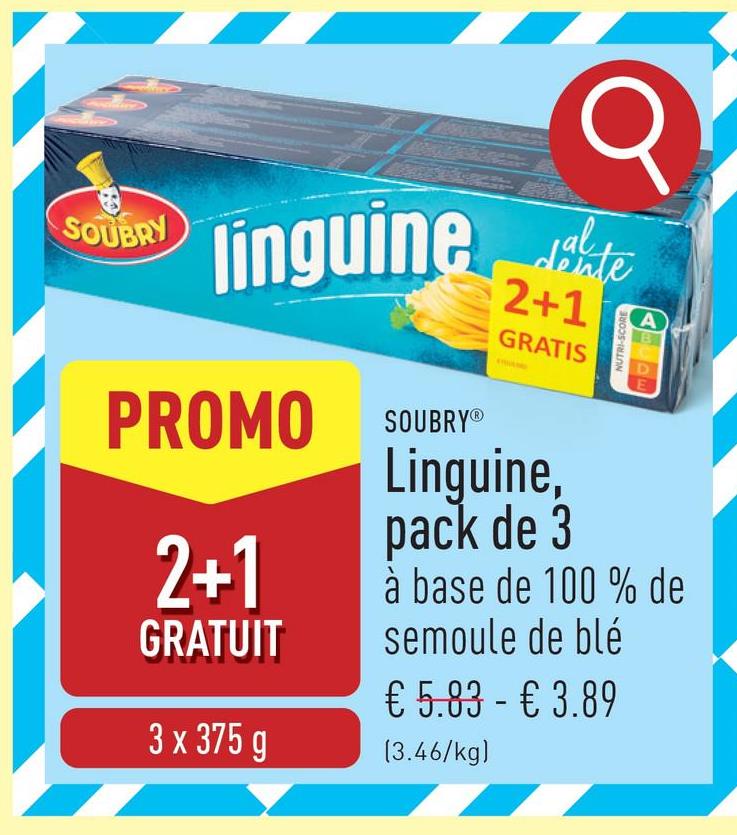 Linguine, pack de 3 à base de 100 % de semoule de blé