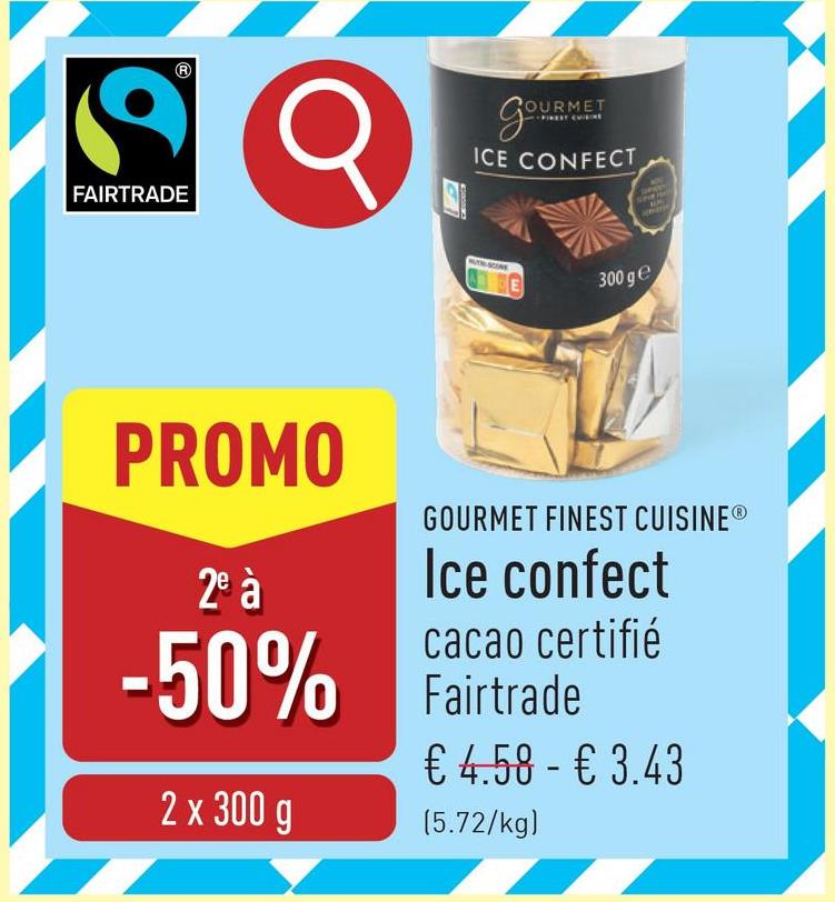 Ice confect chocolats emballés individuellement, cacao certifié Fairtrade, à servir frais