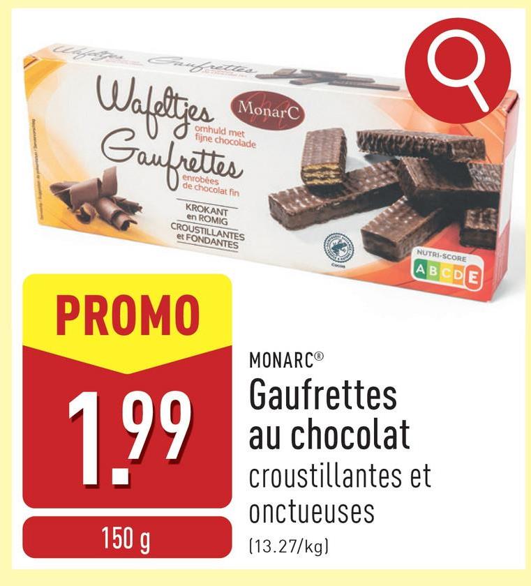 Gaufrettes au chocolat croustillantes et onctueuses