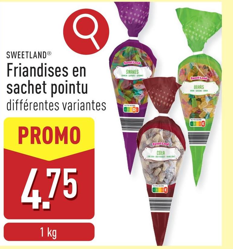 Friandises en sachet pointu choix entre différentes variantes