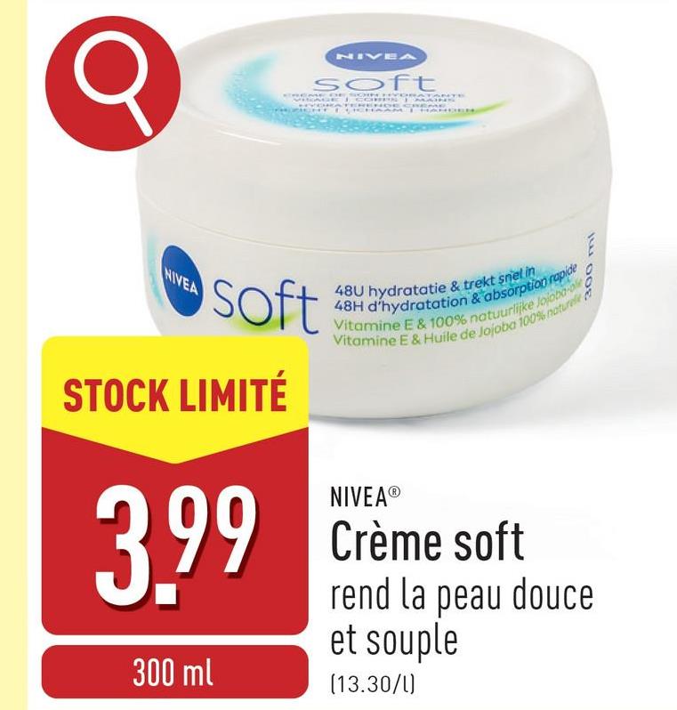 Crème soft rend la peau douce et souple