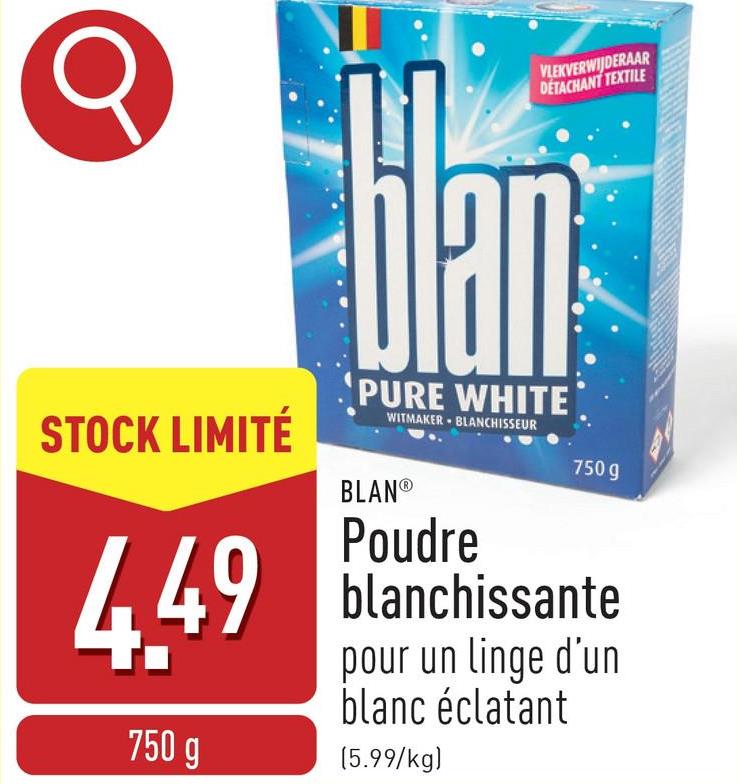 Poudre blanchissante pour un linge d'un blanc éclatant