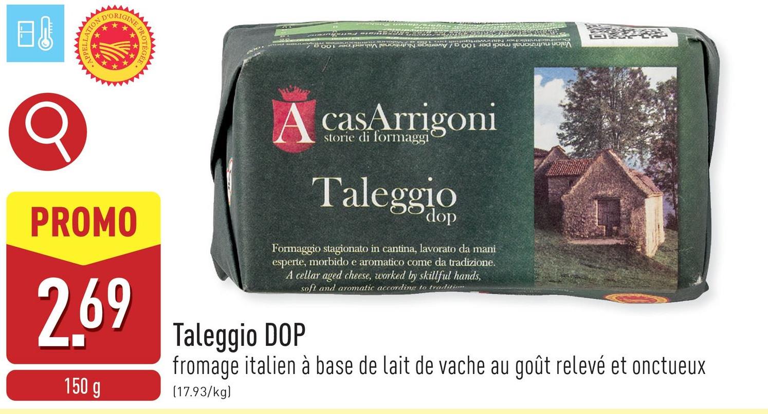 Taleggio DOP fromage italien à base de lait de vache au goût relevé et onctueux