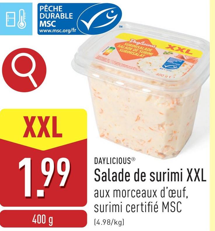 Salade de surimi XXL aux morceaux d'œuf, surimi certifié MSC