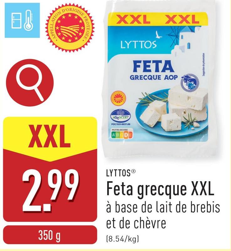 Feta grecque XXL fromage frais en saumure à base de lait de brebis et de lait de chèvre