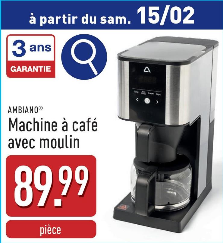 Machine à café avec moulin 730 Wcruche en verre de 1,25 lplaque chauffanteréservoir d'eau amovible avec indicateur de niveau d'eau transparentaffichage numérique de la fonctionà minuterieintensité et mouture du café réglablespeut être utilisée avec du café en grains ou du café moulufiltre, brosse de nettoyage et cuillère graduée incl.