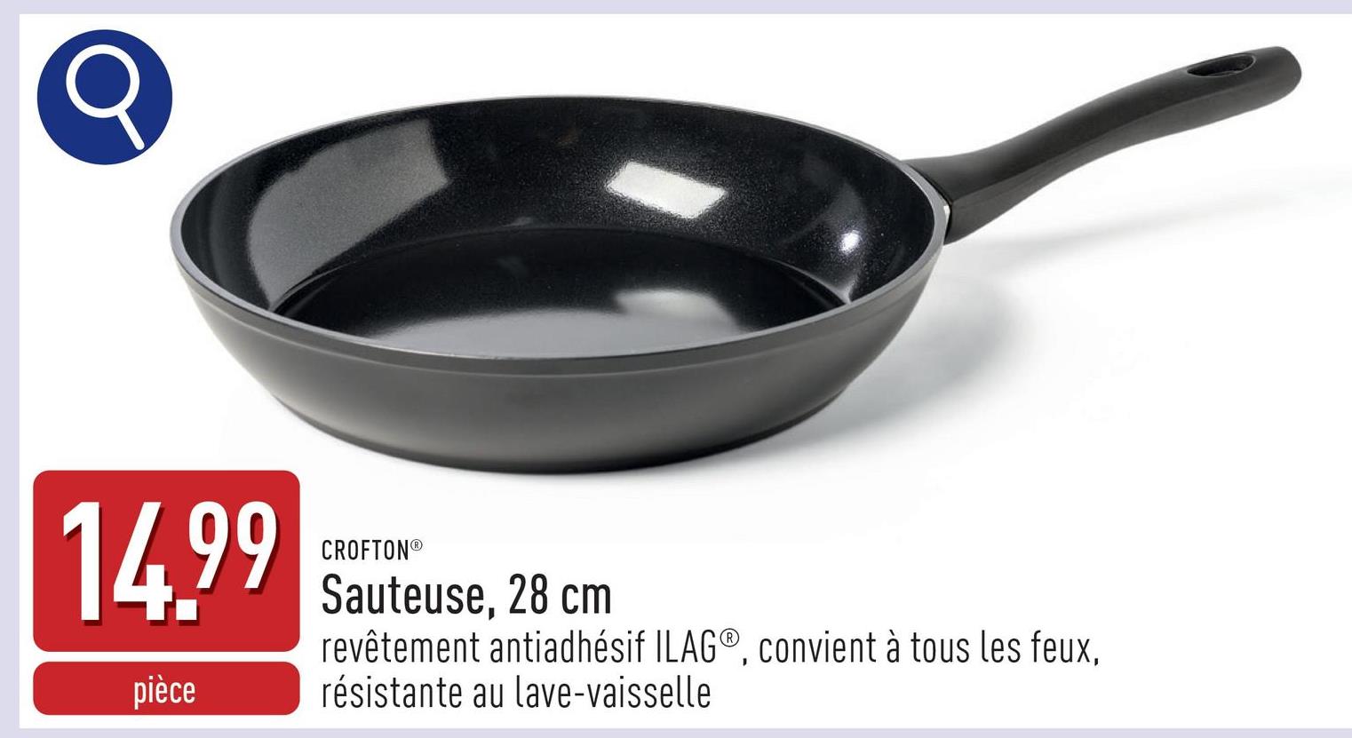 Sauteuse, 28 cm aluminium forgé à revêtement antiadhésif ILAG®, convient à tous les feux, résistante au lave-vaisselle