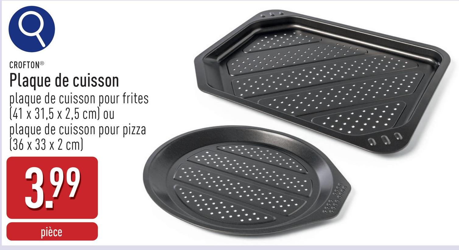 Plaque de cuisson choix entre plaque de cuisson pour frites (41 x 31,5 x 2,5 cm) et plaque de cuisson pour pizza (36 x 33 x 2 cm), résistante à la chaleur jusqu'à 250 °C