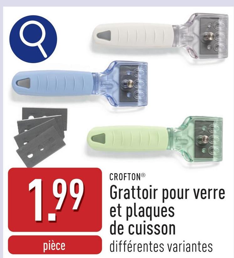 Grattoir pour verre et plaques de cuisson choix entre différentes variantes, 4 couteaux incl.