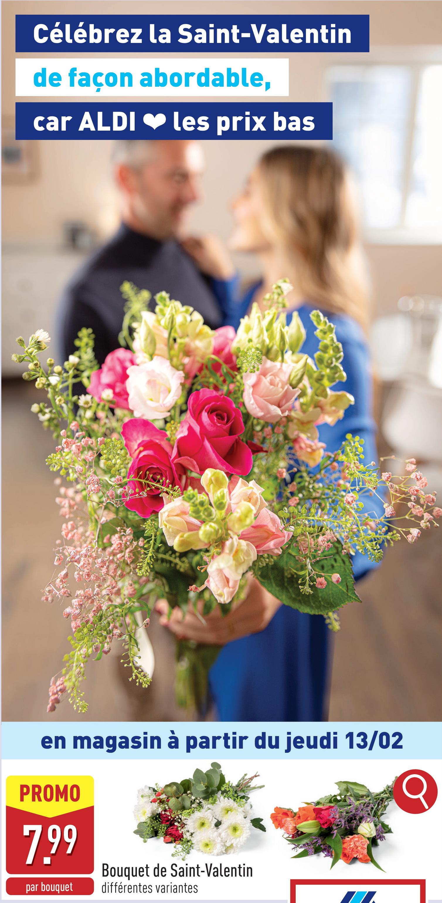 Bouquet de Saint-Valentin choix entre différentes variantes, toujours frais du jour