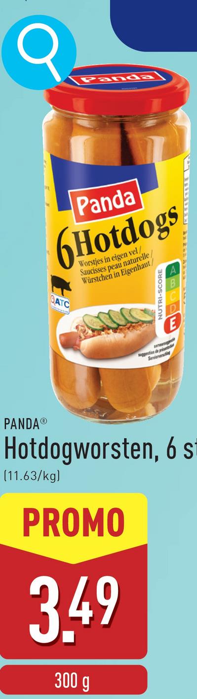 Hotdogworsten, 6 st. met varkensvlees, 550 g, uitlekgewicht: 300 g