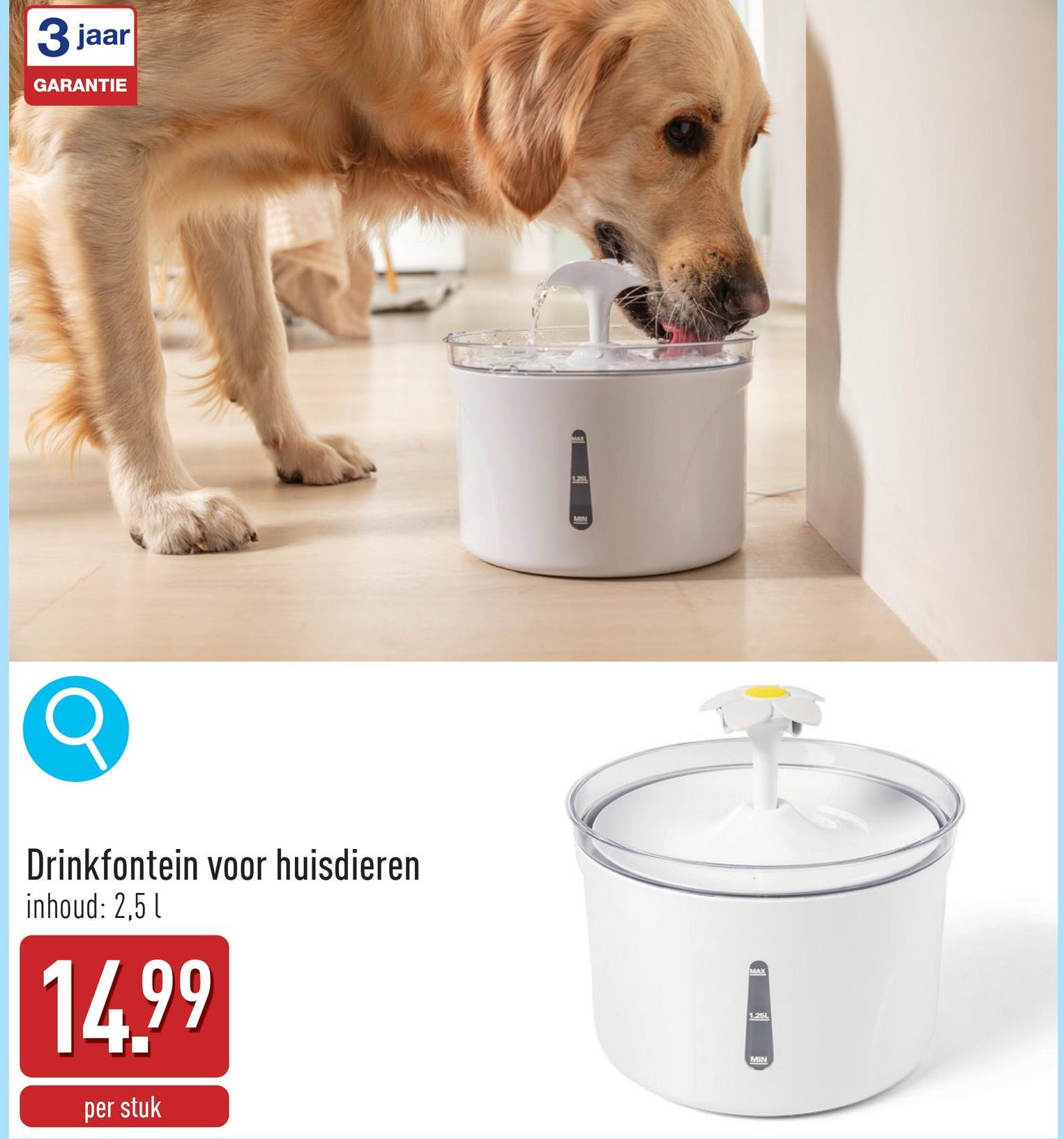 Drinkfontein voor huisdieren inhoud reservoir: 2,5 l, incl. 2 drinkstukken, 2 filters en oplaadkabel