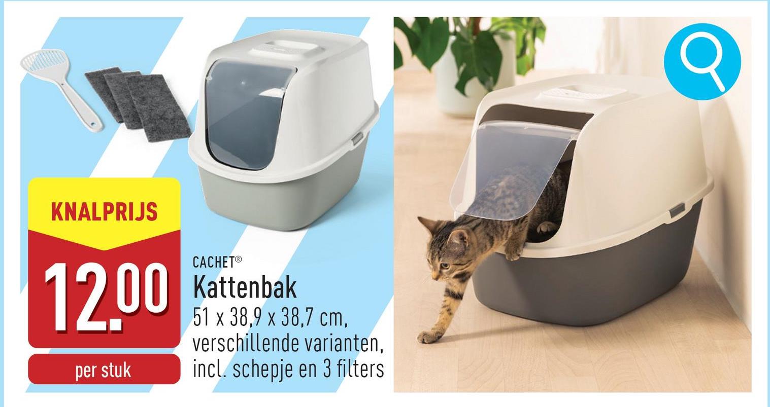 Kattenbak 51 x 38,9 x 38,7 cm, keuze uit verschillende varianten, incl. schepje en 3 filters