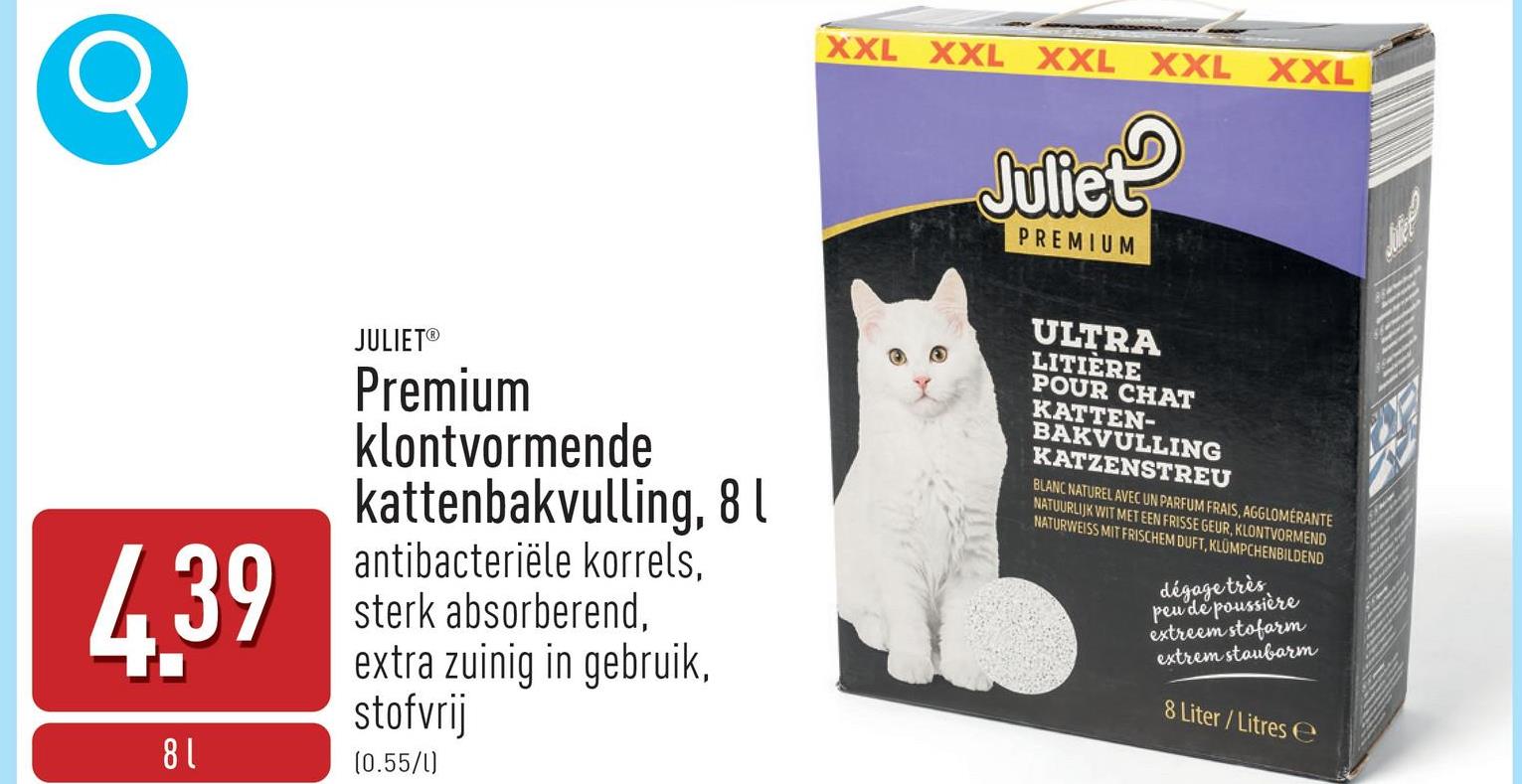 Premium klontvormende kattenbakvulling, 8 l antibacteriële korrels, sterk absorberend, extra zuinig in gebruik, stofvrij