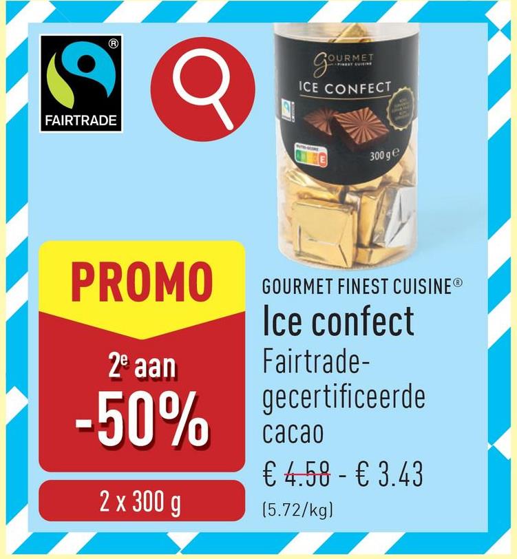 Ice confect individueel verpakte chocolaatjes, Fairtrade-gecertificeerde cacao, koel serveren